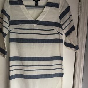Blue and cream stripe dress